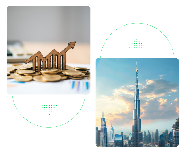 Account Growth Graph and Burj Khalifa Building