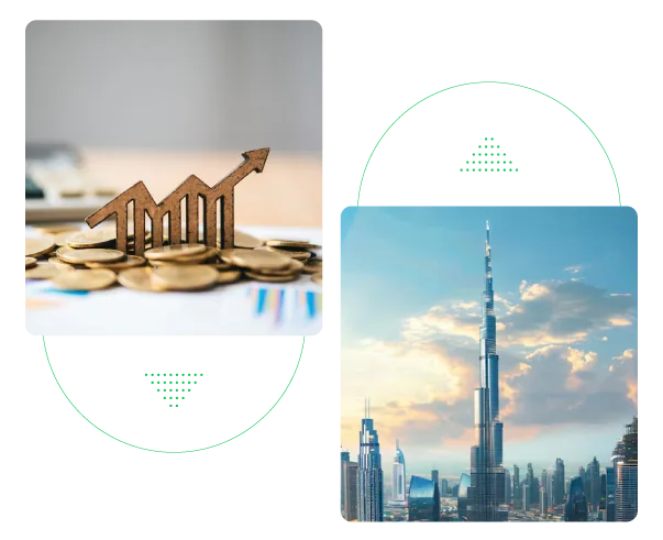 Account Growth Graph and Burj Khalifa Building